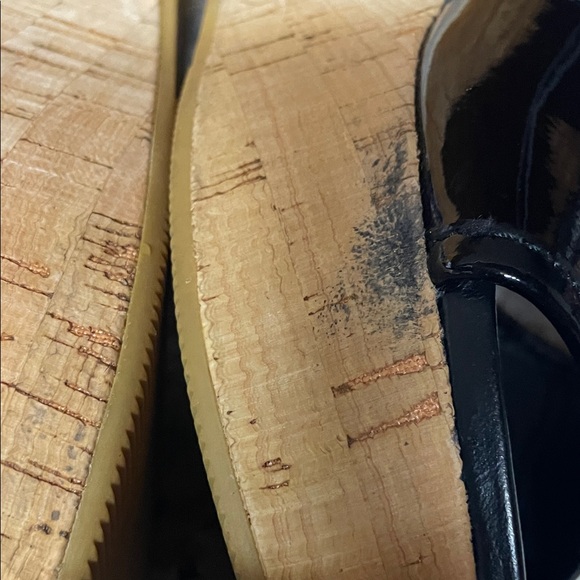 Coach Judith Black Patent Leather Cork Wedge Sandals - Picture 7 of 12